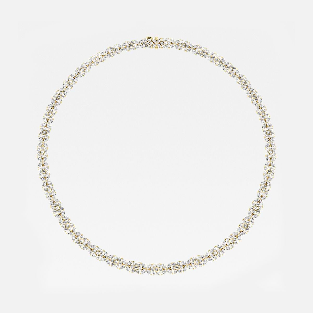 Additional Image 3 for  20 ctw Marquise Lab Grown Diamond Floral Tennis Necklace