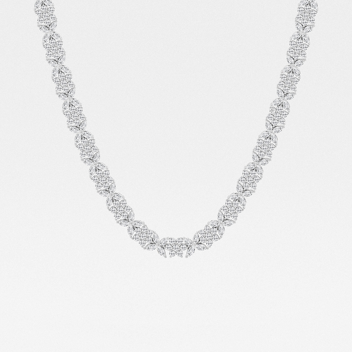 Floral Marquise - 20 ctw Marquise Lab Grown Diamond Floral Tennis Necklace