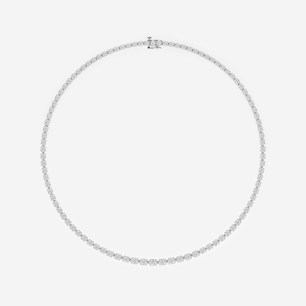 Additional Image 3 for  30 ctw Oval Lab Grown Diamond East West Tennis Necklace