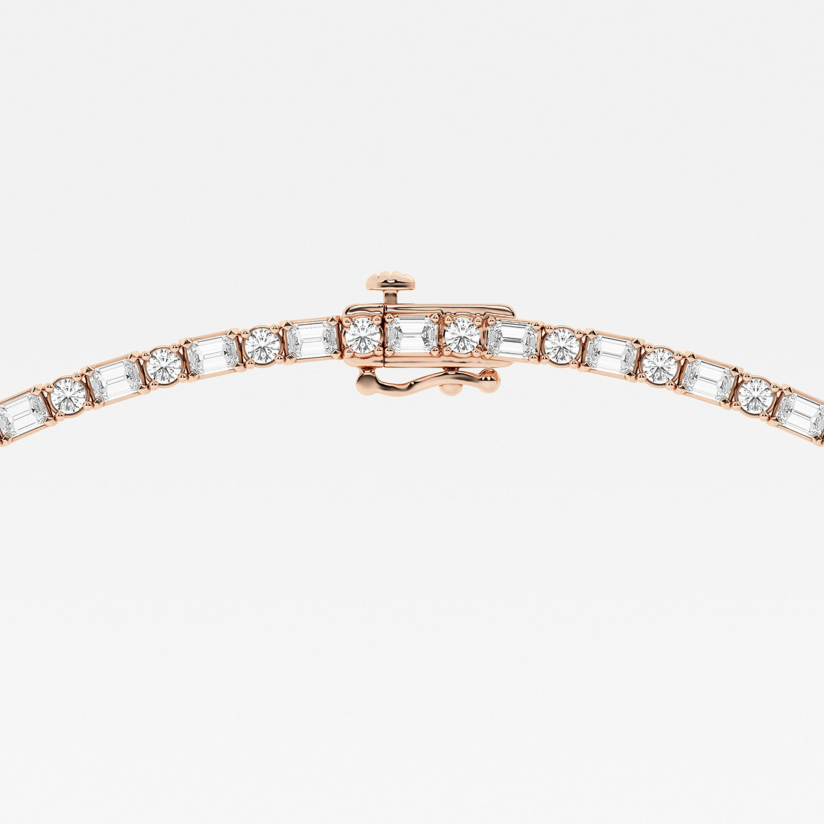 13 1/3 ctw Emerald Lab Grown Diamond Alternating Tennis Necklace 14K Rose Gold, DE, VS1