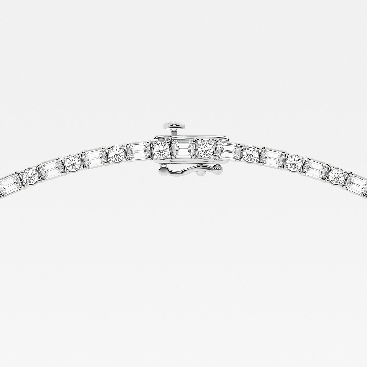 13 1/3 ctw Emerald Lab Grown Diamond Alternating Tennis Necklace 14K White Gold, DE, VS1