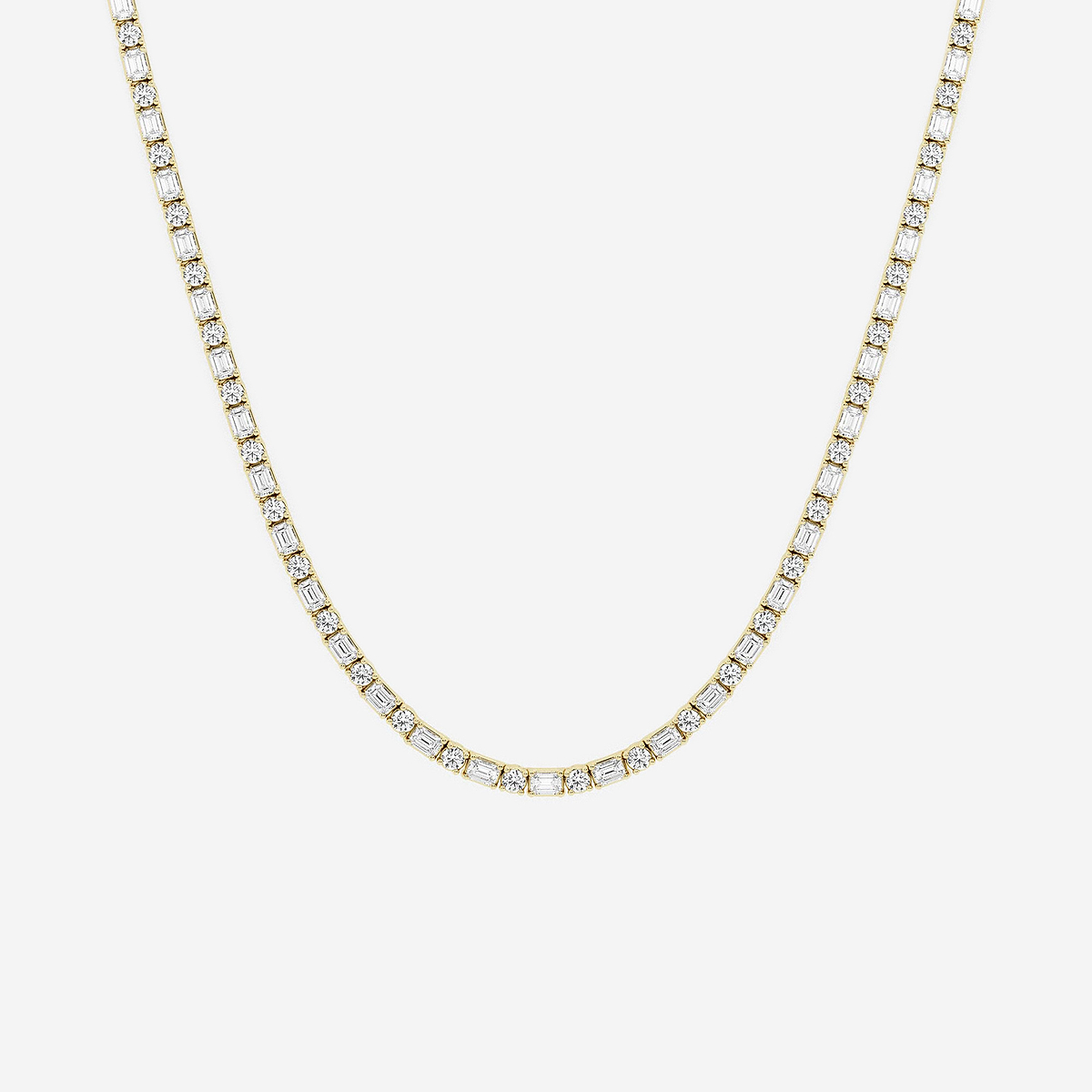 13 1/3 ctw Emerald Lab Grown Diamond Alternating Tennis Necklace