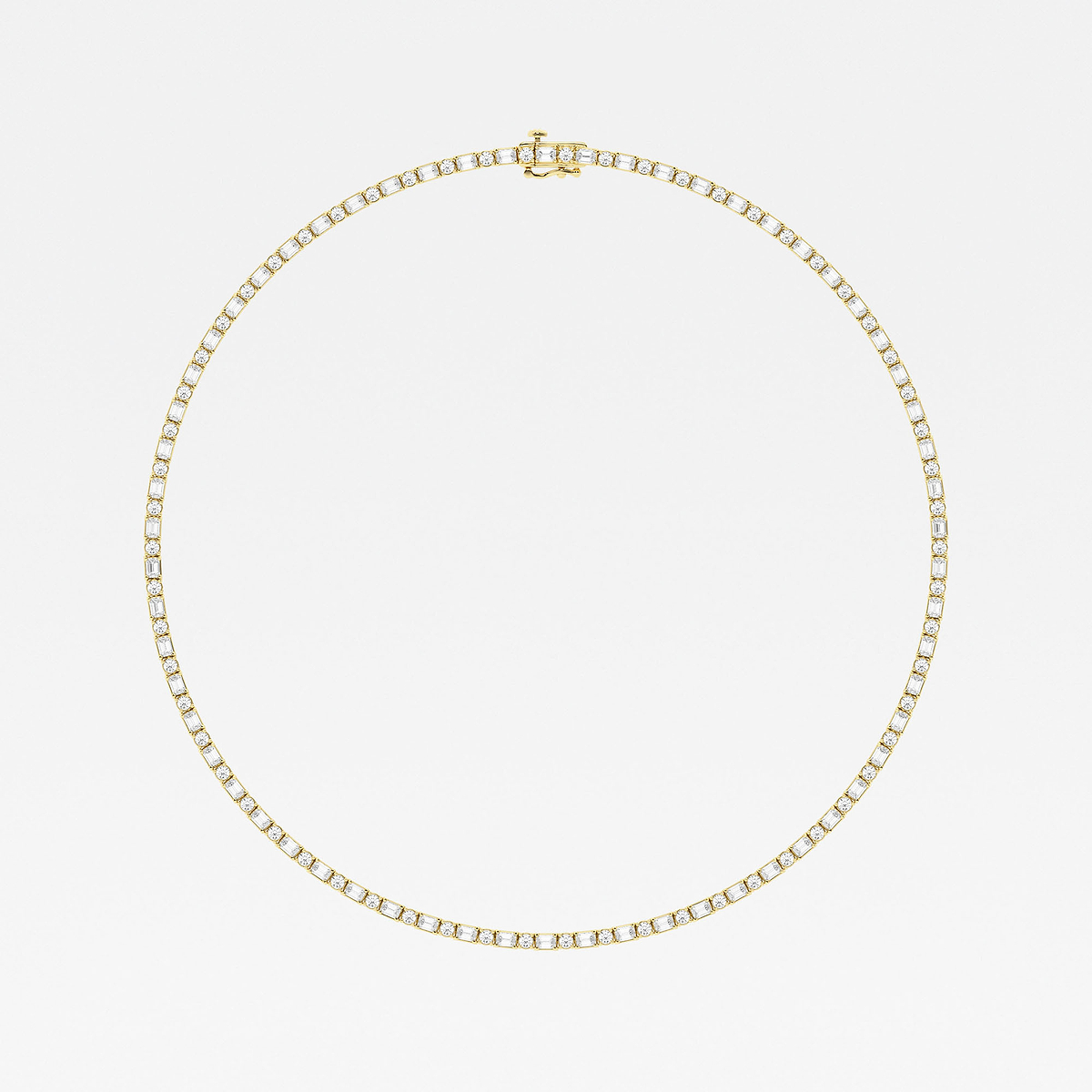 Additional Image 3 for  13 1/3 ctw Emerald Lab Grown Diamond Alternating Tennis Necklace