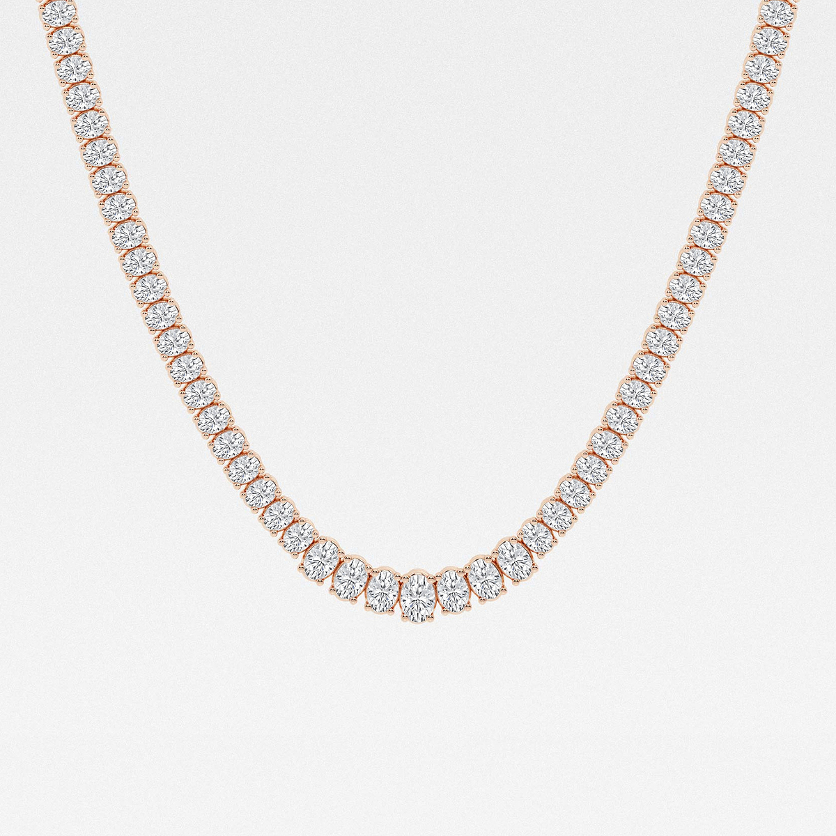 22 ctw Oval Lab Grown Diamond Graduated Tennis Necklace