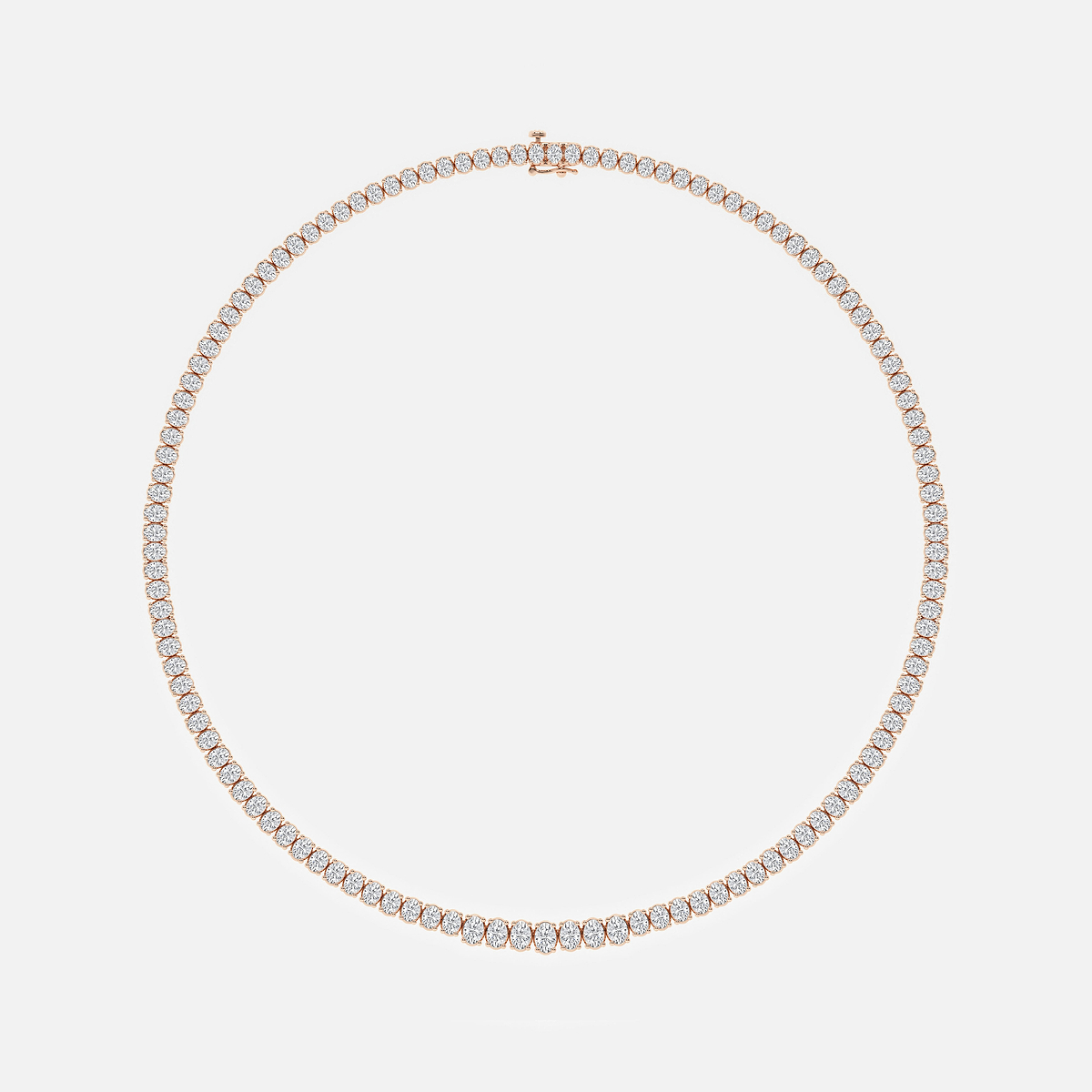 Additional Image 3 for  22 ctw Oval Lab Grown Diamond Graduated Tennis Necklace