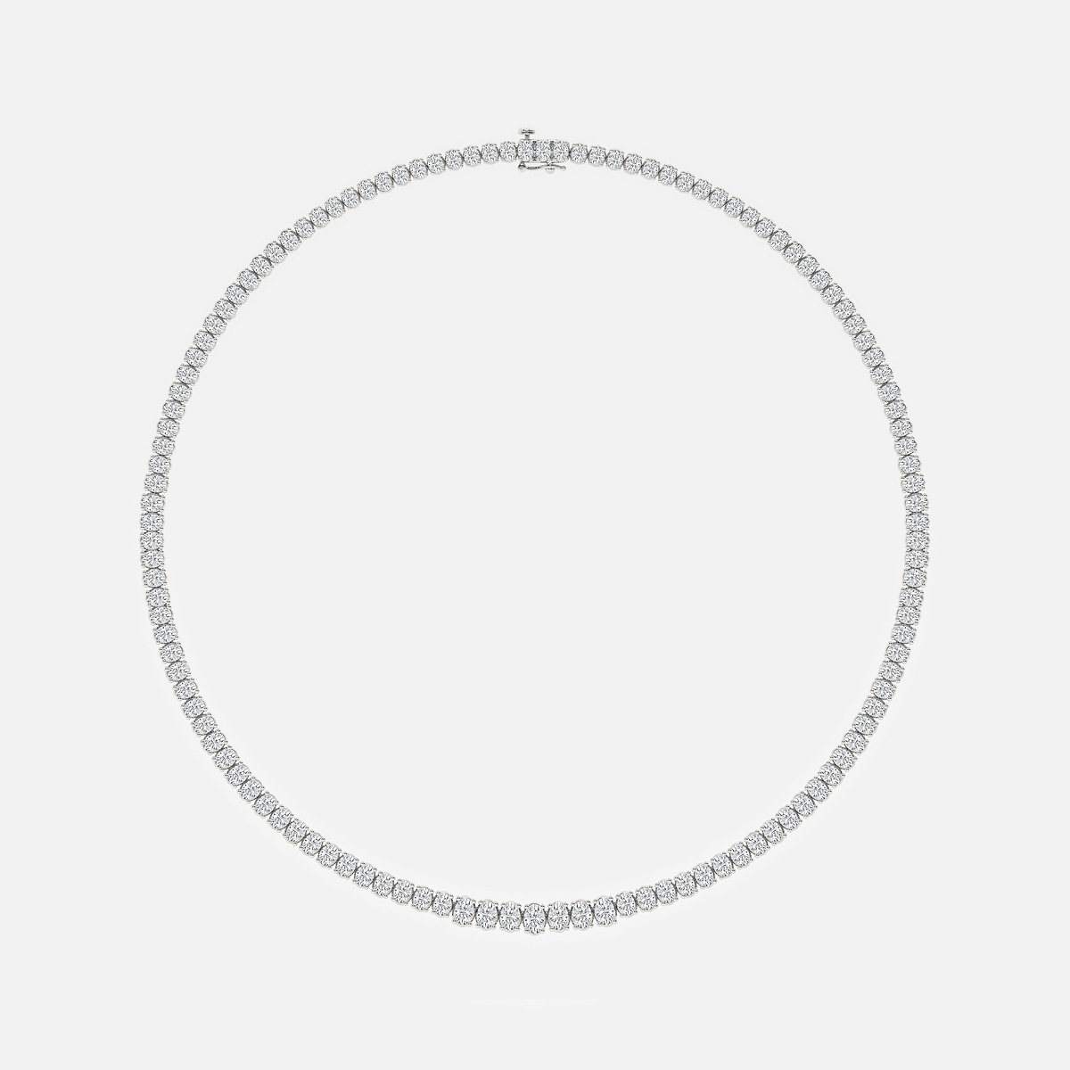 Additional Image 3 for  22 ctw Oval Lab Grown Diamond Graduated Tennis Necklace