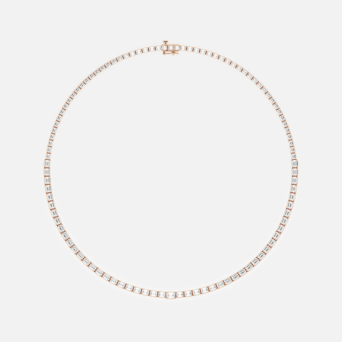 Additional Image 3 for  40 ctw Emerald Lab Grown Diamond East West Tennis Necklace