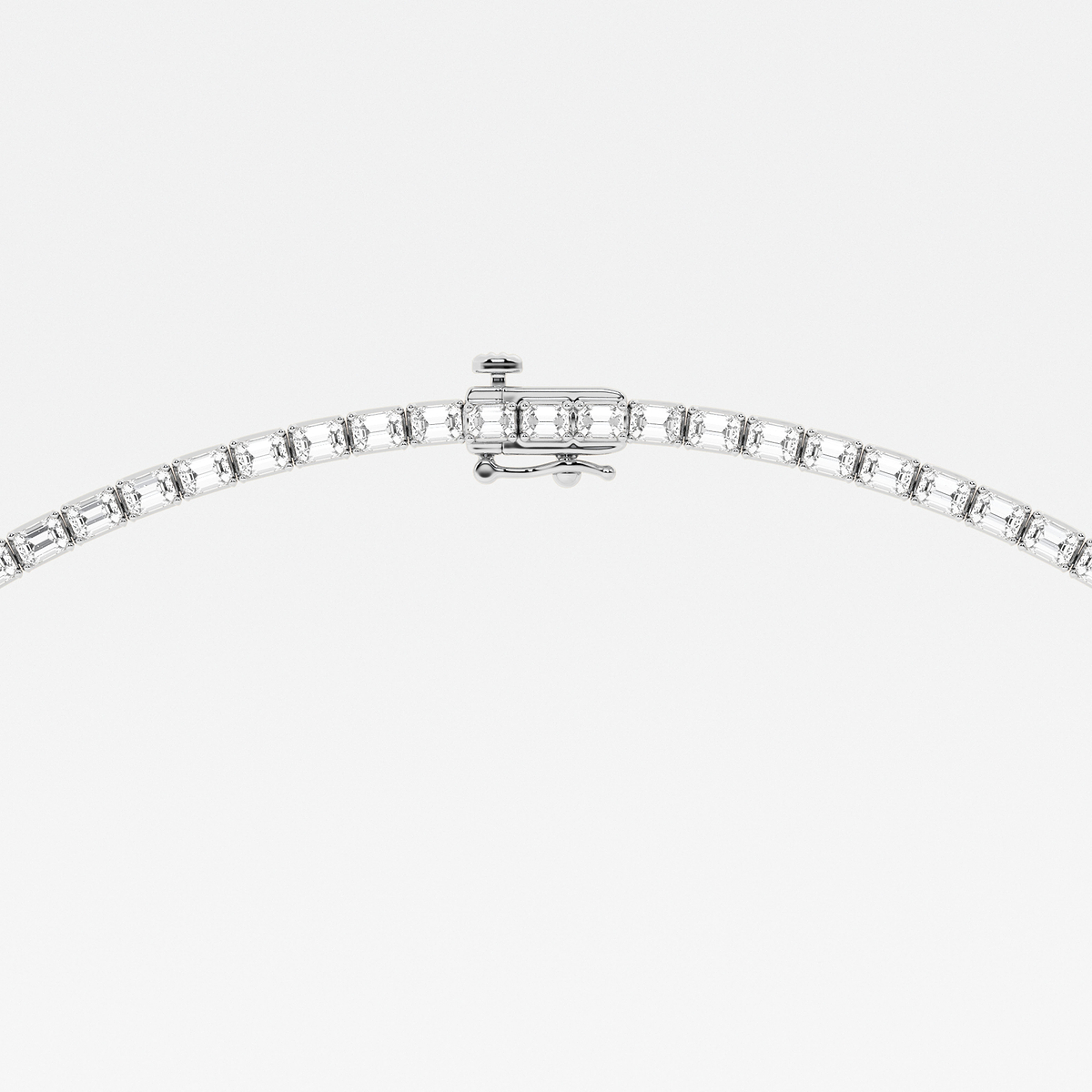 18 5/8 ctw Emerald Lab Grown Diamond East West Tennis Necklace 14K White Gold, F, VS2