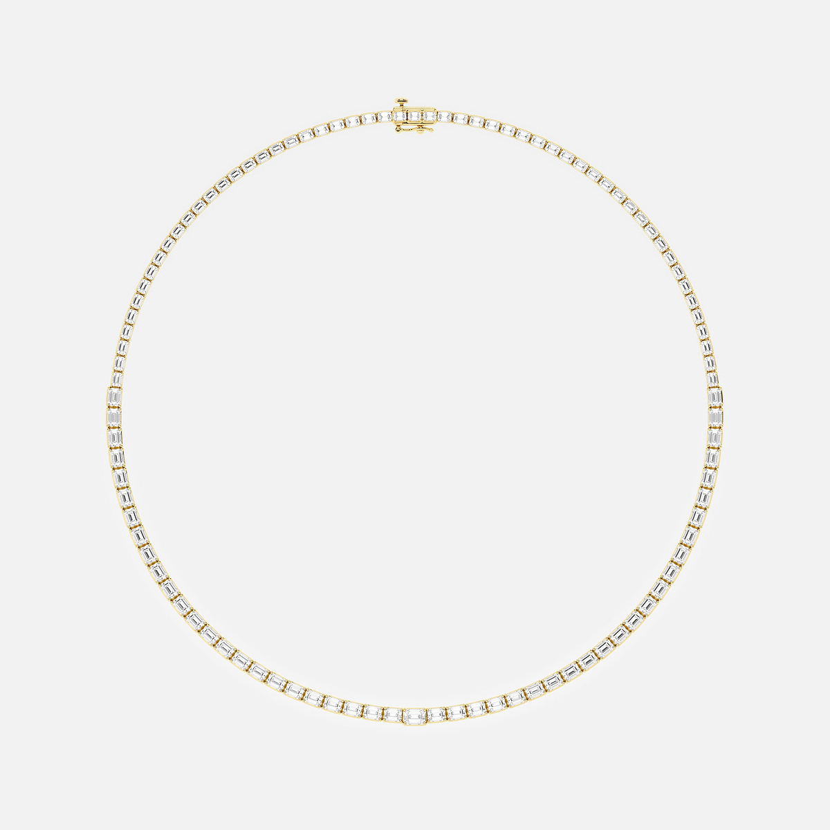 Additional Image 3 for  25 ctw Emerald Lab Grown Diamond East West Tennis Necklace
