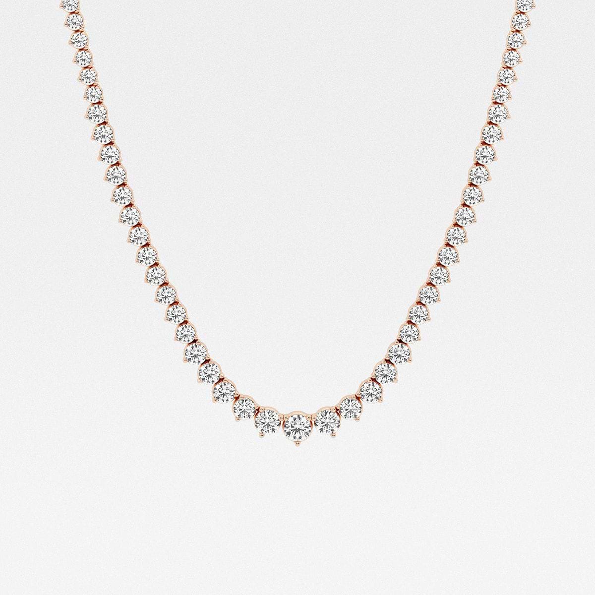 17 ctw Round Lab Grown Diamond Graduated Riviera Fashion Necklace 14K Rose Gold, F, VS2