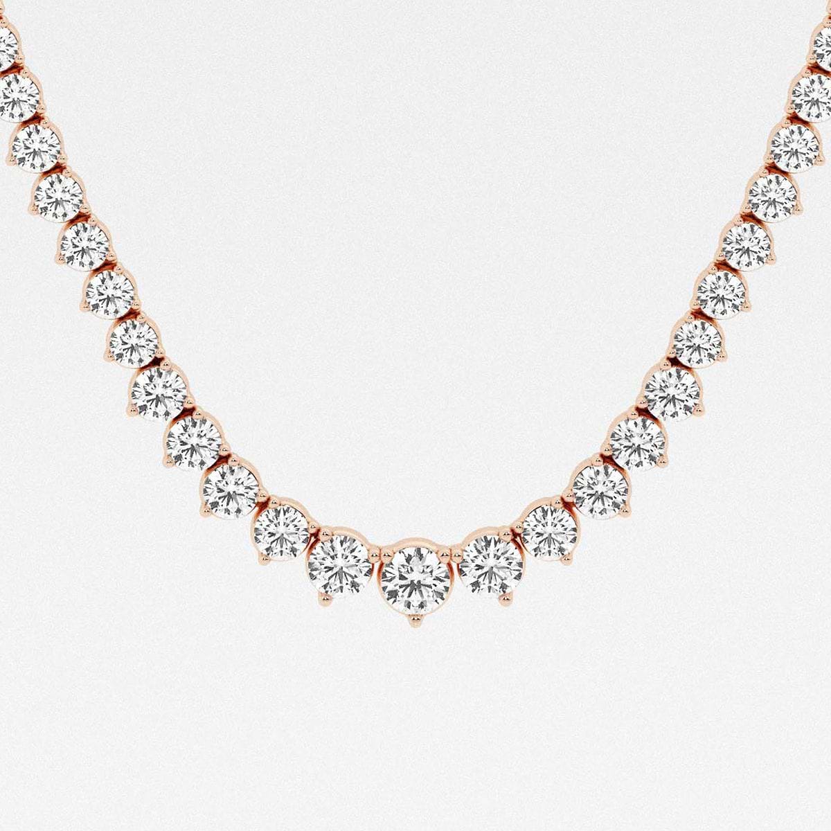 17 ctw Round Lab Grown Diamond Graduated Riviera Fashion Necklace 14K Rose Gold, F, VS2