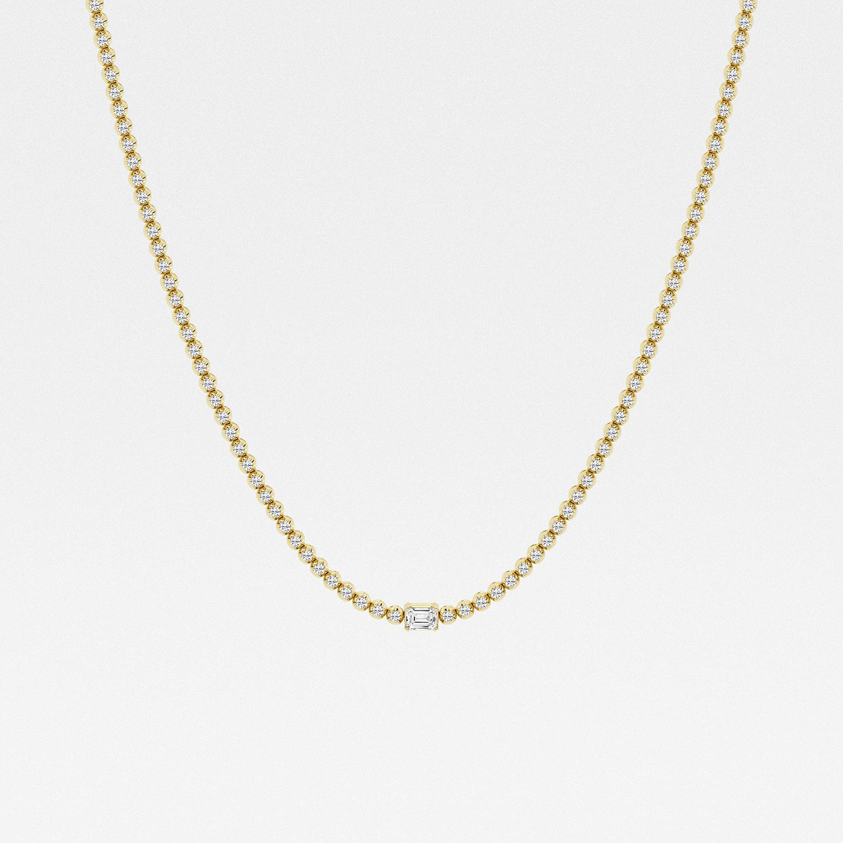 3 ctw Emerald Lab Grown Diamond Single Station Tennis Necklace