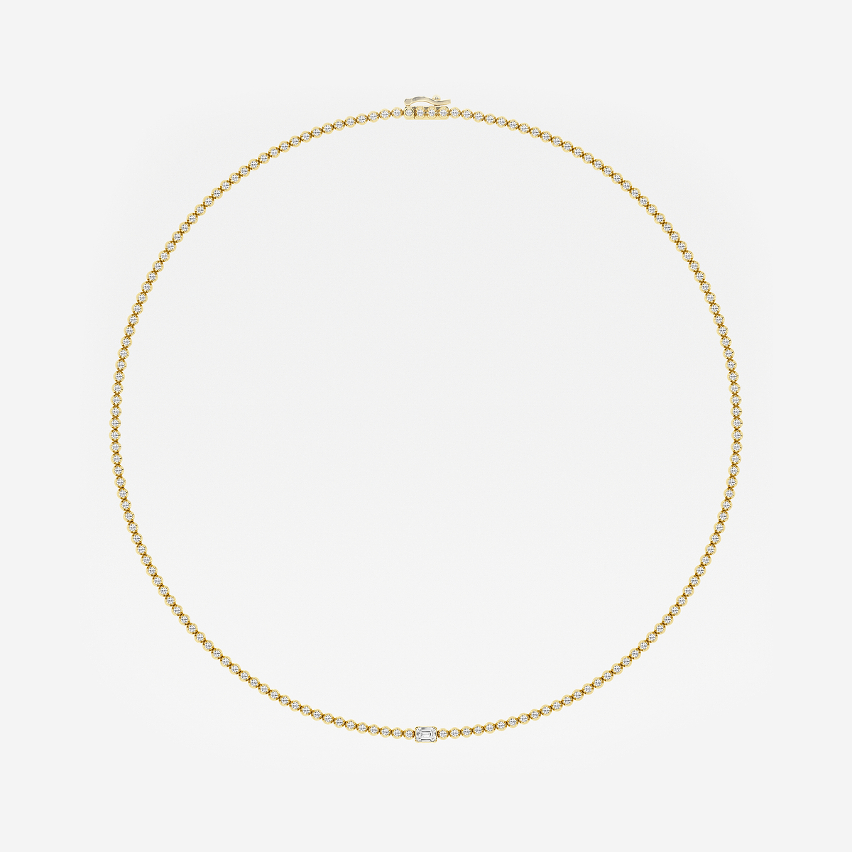Additional Image 3 for  3 ctw Emerald Lab Grown Diamond Single Station Tennis Necklace