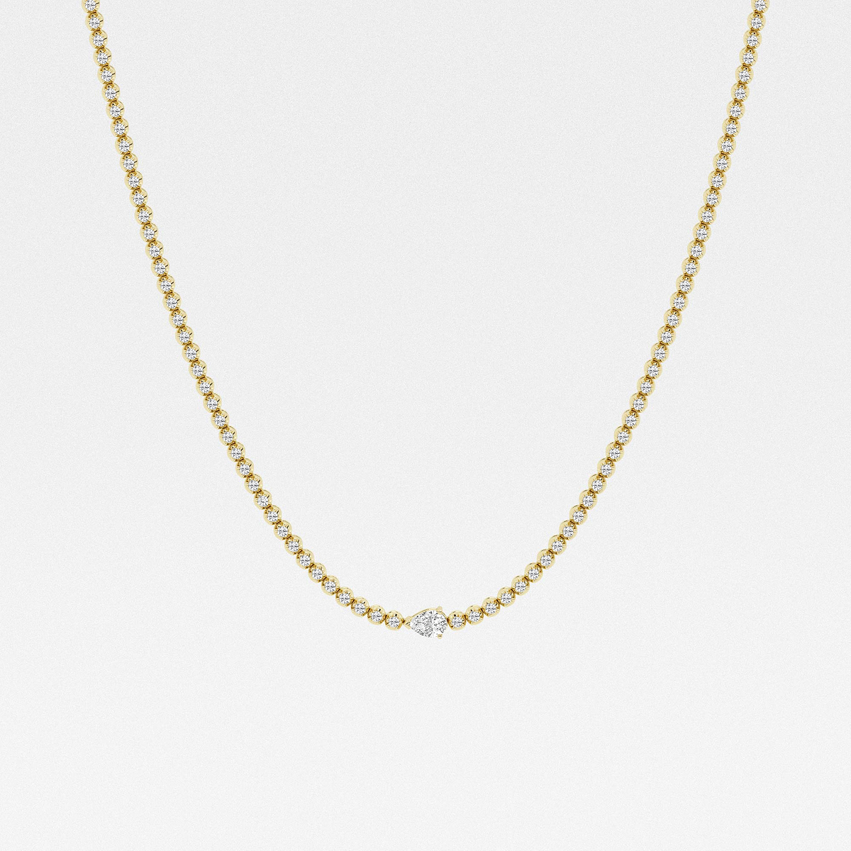 3 ctw Pear Lab Grown Diamond Single Station Tennis Necklace