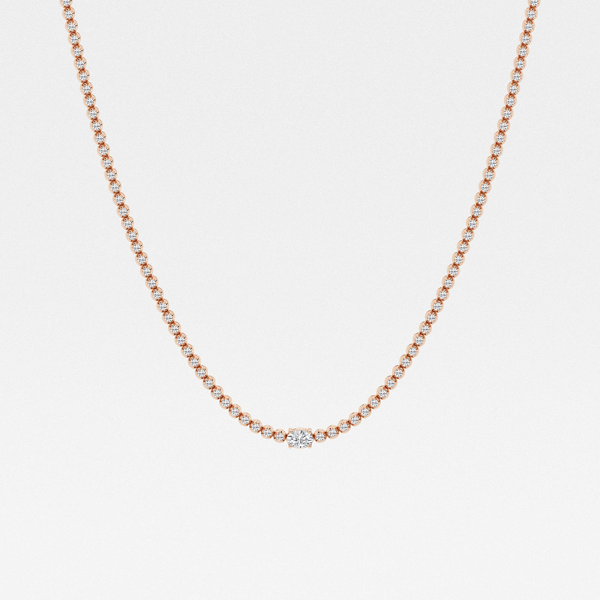 3 ctw Oval Lab Grown Diamond Single Station Tennis Necklace
