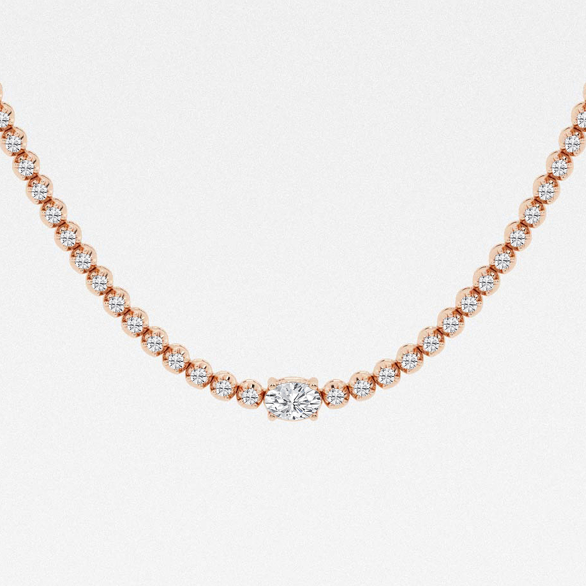 Additional Image 1 for  3 ctw Oval Lab Grown Diamond Single Station Tennis Necklace