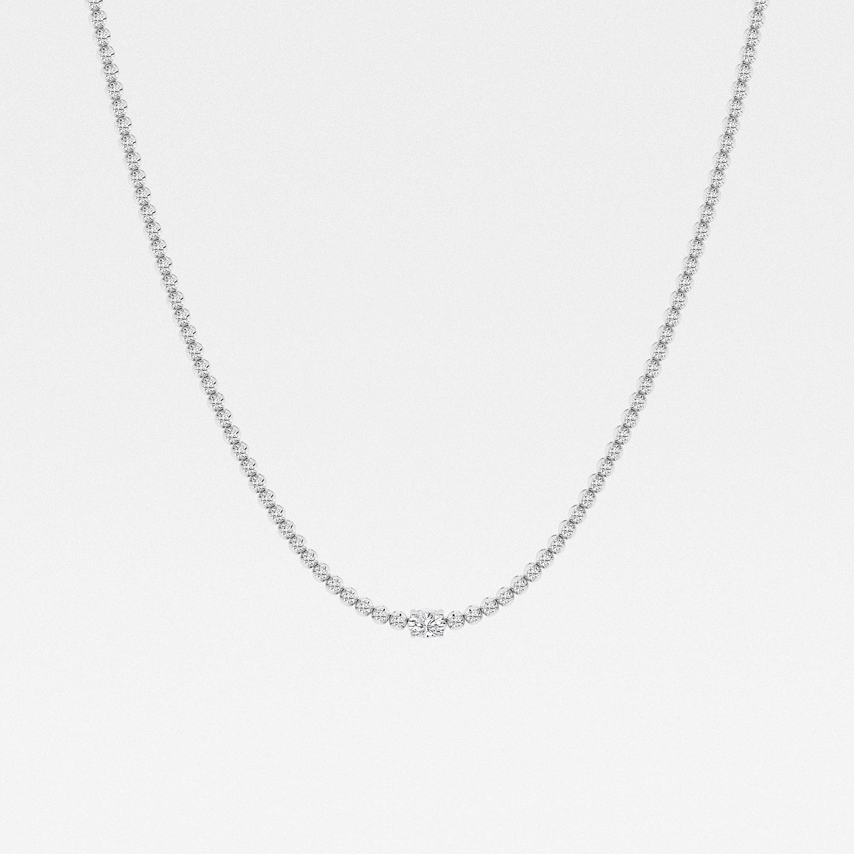 3 ctw Oval Lab Grown Diamond Single Station Tennis Necklace