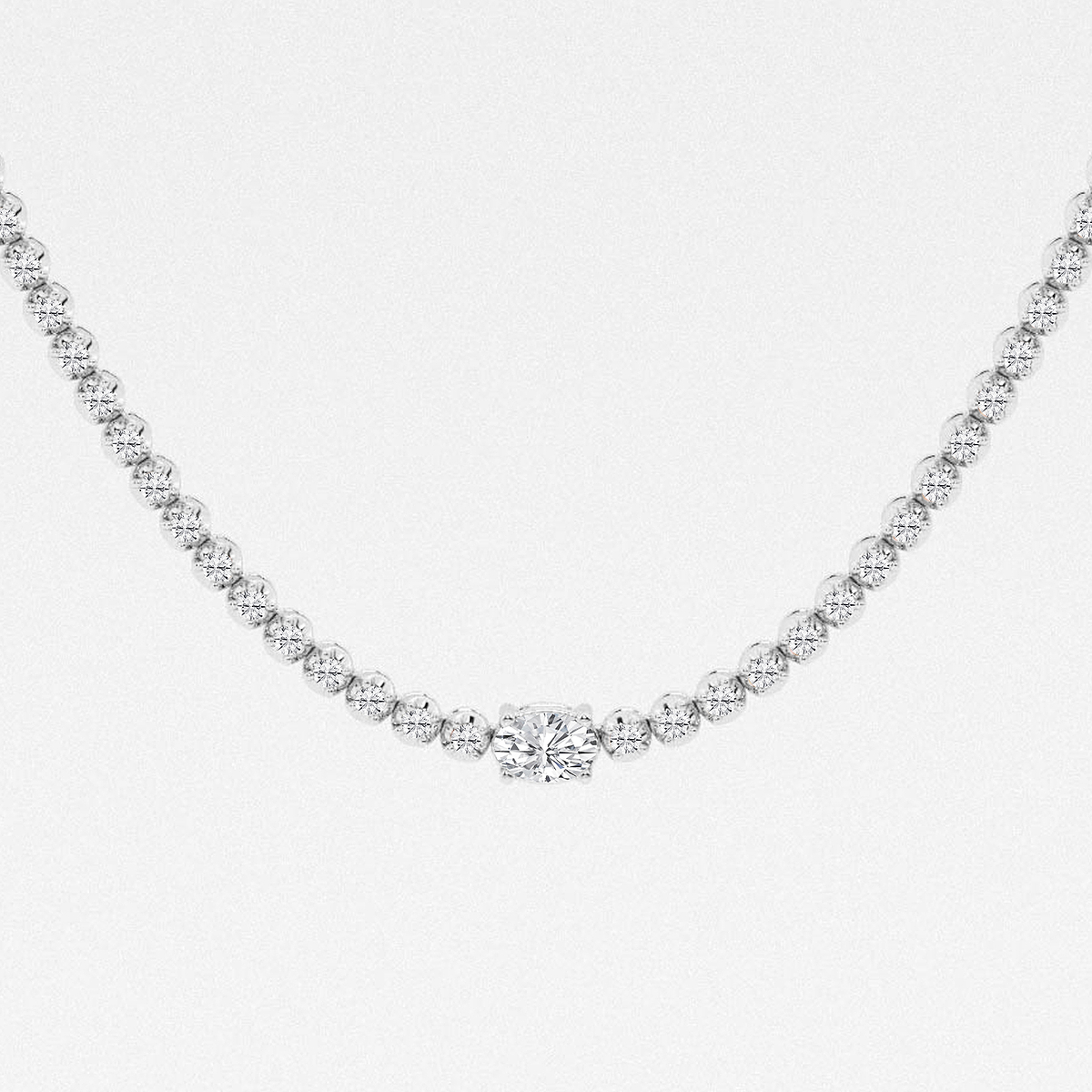 Additional Image 1 for  3 ctw Oval Lab Grown Diamond Single Station Tennis Necklace