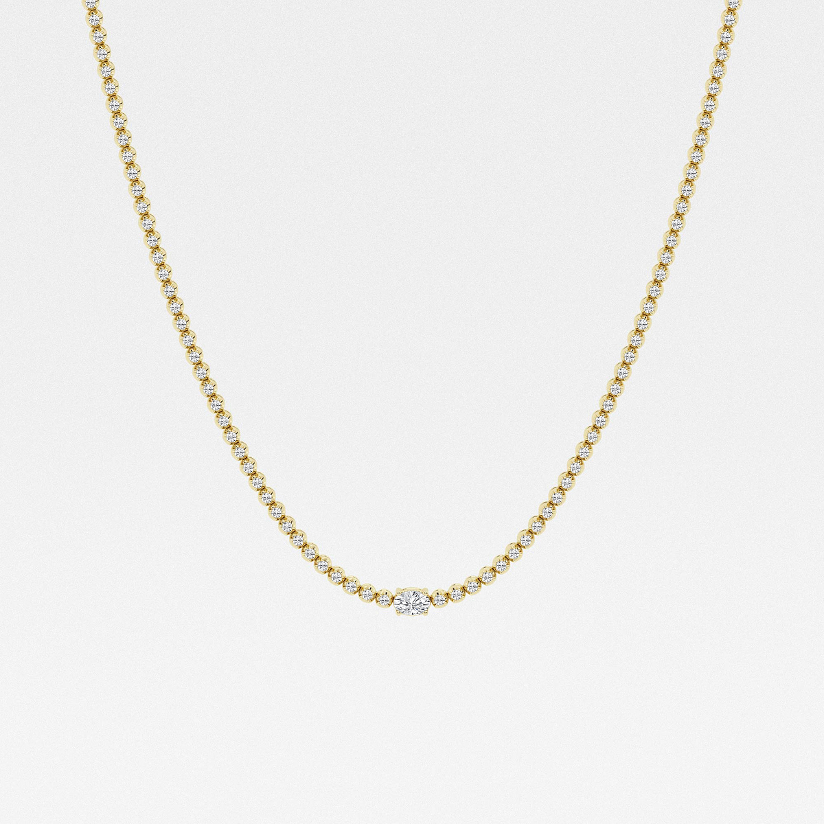 3 ctw Oval Lab Grown Diamond Single Station Tennis Necklace