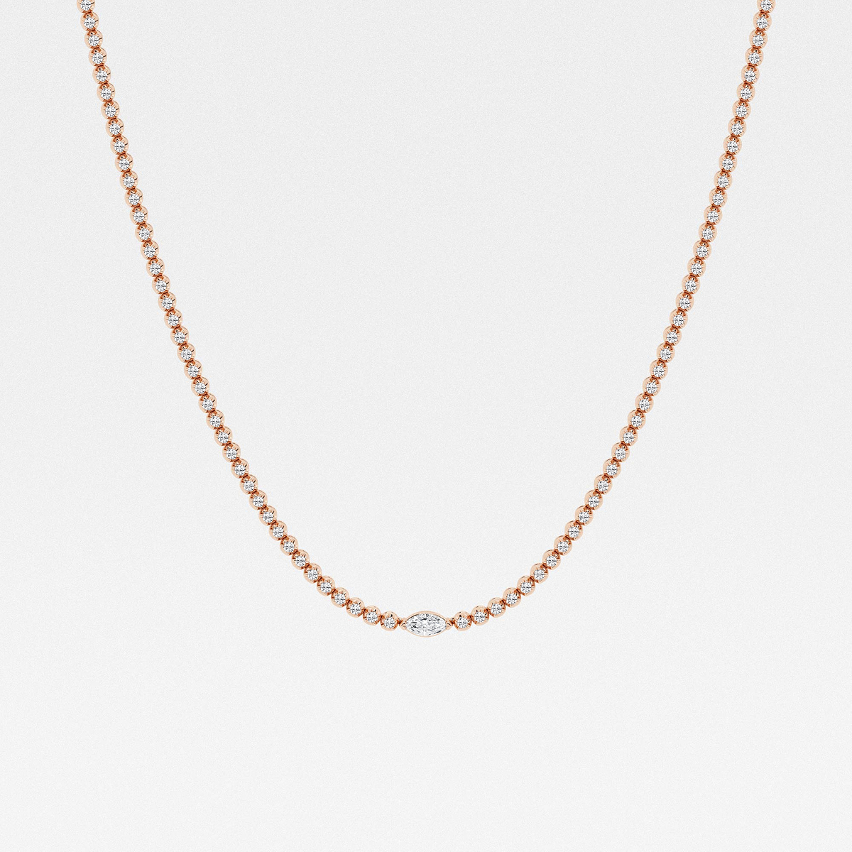 3 ctw Marquise Lab Grown Diamond Single Station Tennis Necklace