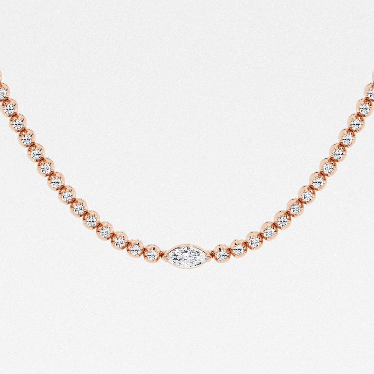 Additional Image 1 for  3 ctw Marquise Lab Grown Diamond Single Station Tennis Necklace