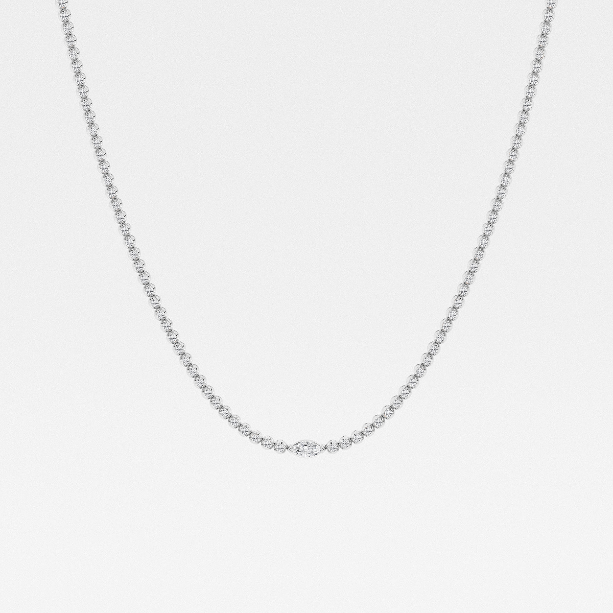 3 ctw Marquise Lab Grown Diamond Single Station Tennis Necklace