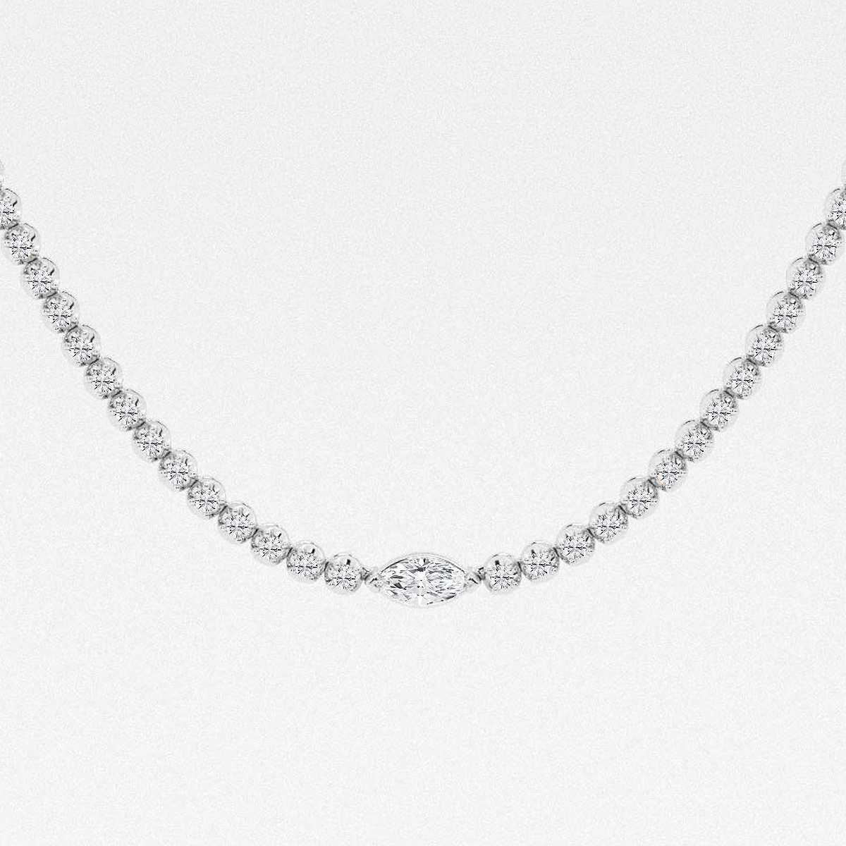 Additional Image 1 for  3 ctw Marquise Lab Grown Diamond Single Station Tennis Necklace