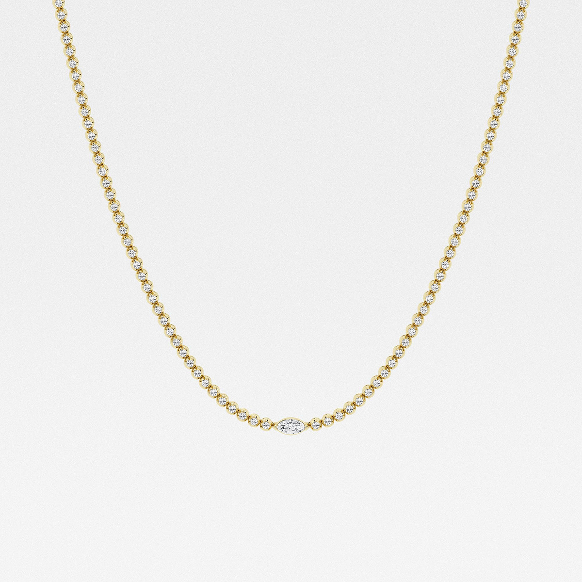 3 ctw Marquise Lab Grown Diamond Single Station Tennis Necklace