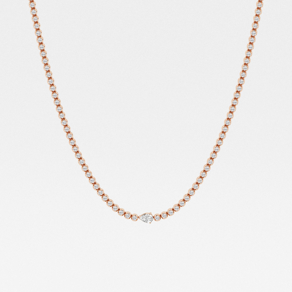 5 ctw Pear Lab Grown Diamond Single Station Tennis Necklace