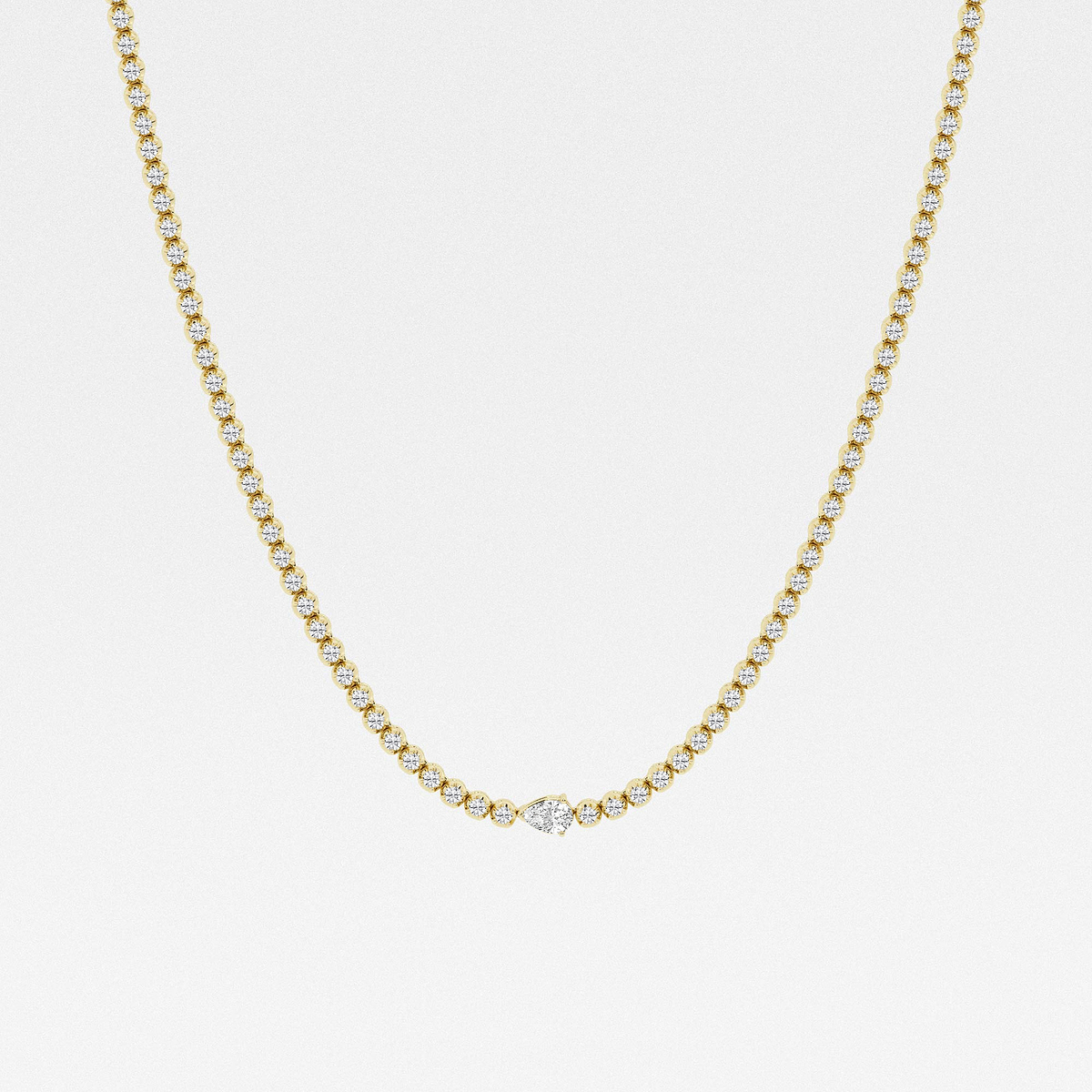5 ctw Pear Lab Grown Diamond Single Station Tennis Necklace