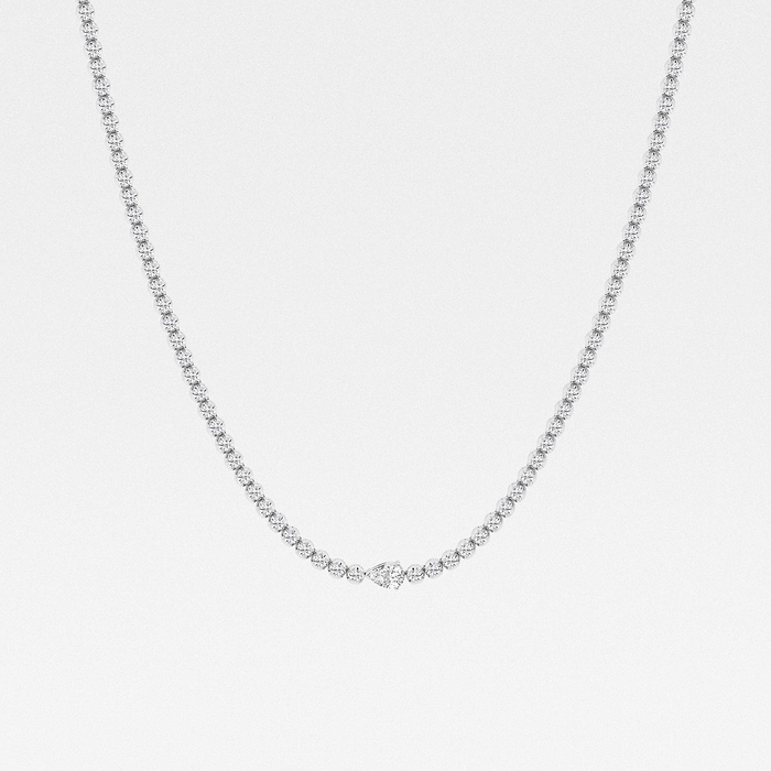 Single Station Pear - 5 ctw Pear Lab Grown Diamond Single Station Tennis Necklace