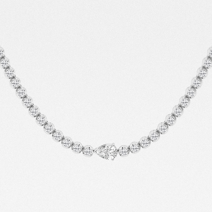 Single Station Pear - 5 ctw Pear Lab Grown Diamond Single Station Tennis Necklace