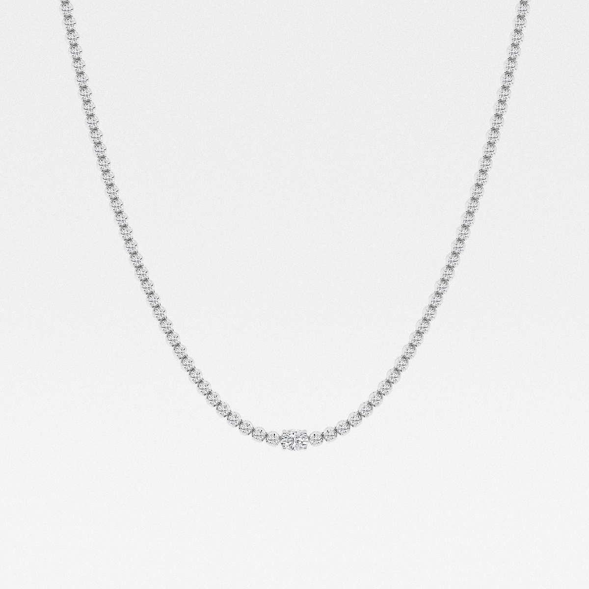 5 ctw Oval Lab Grown Diamond Single Station Tennis Necklace