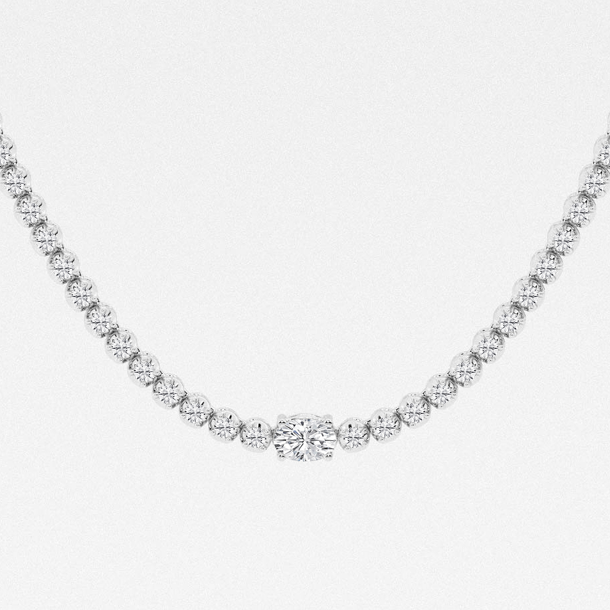 Additional Image 1 for  5 ctw Oval Lab Grown Diamond Single Station Tennis Necklace