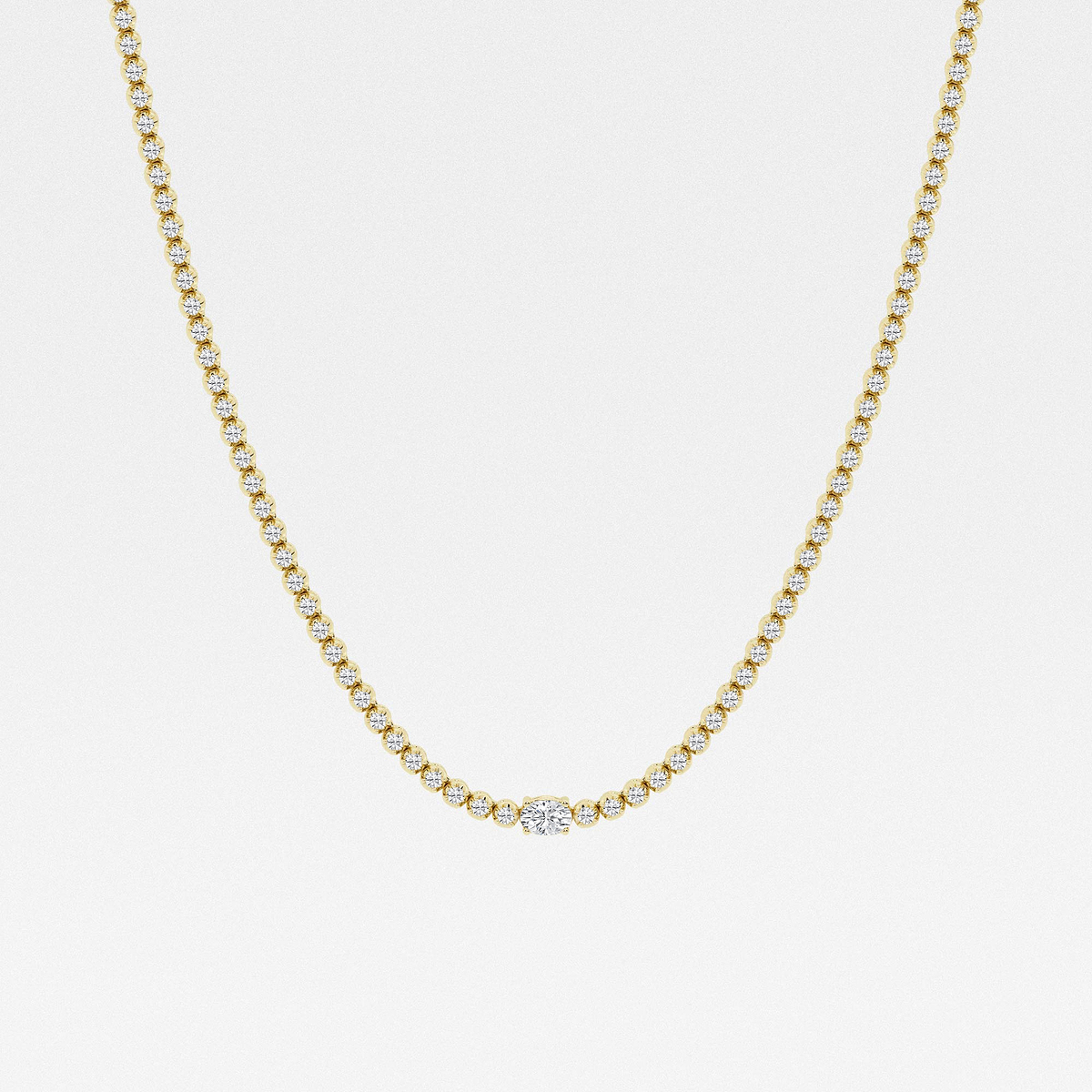 5 ctw Oval Lab Grown Diamond Single Station Tennis Necklace