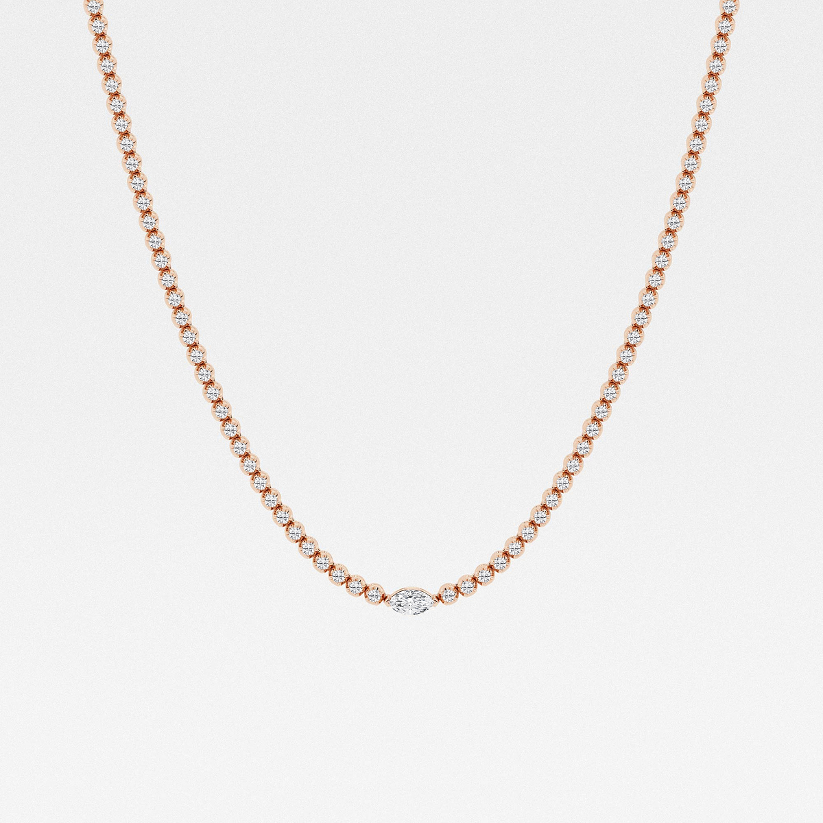 5 ctw Marquise Lab Grown Diamond Single Station Tennis Necklace