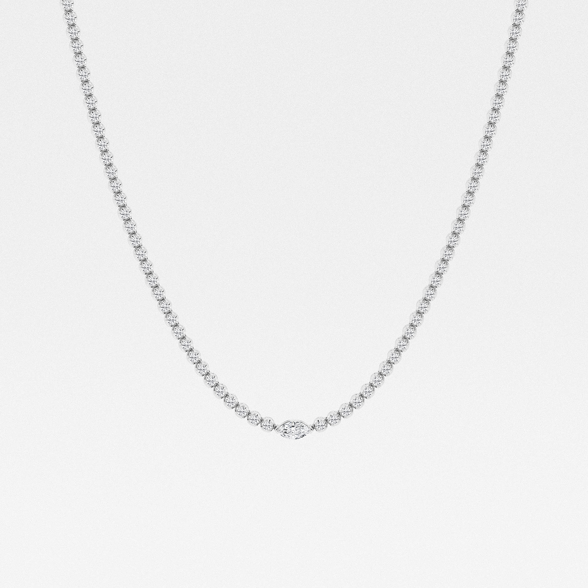 5 ctw Marquise Lab Grown Diamond Single Station Tennis Necklace