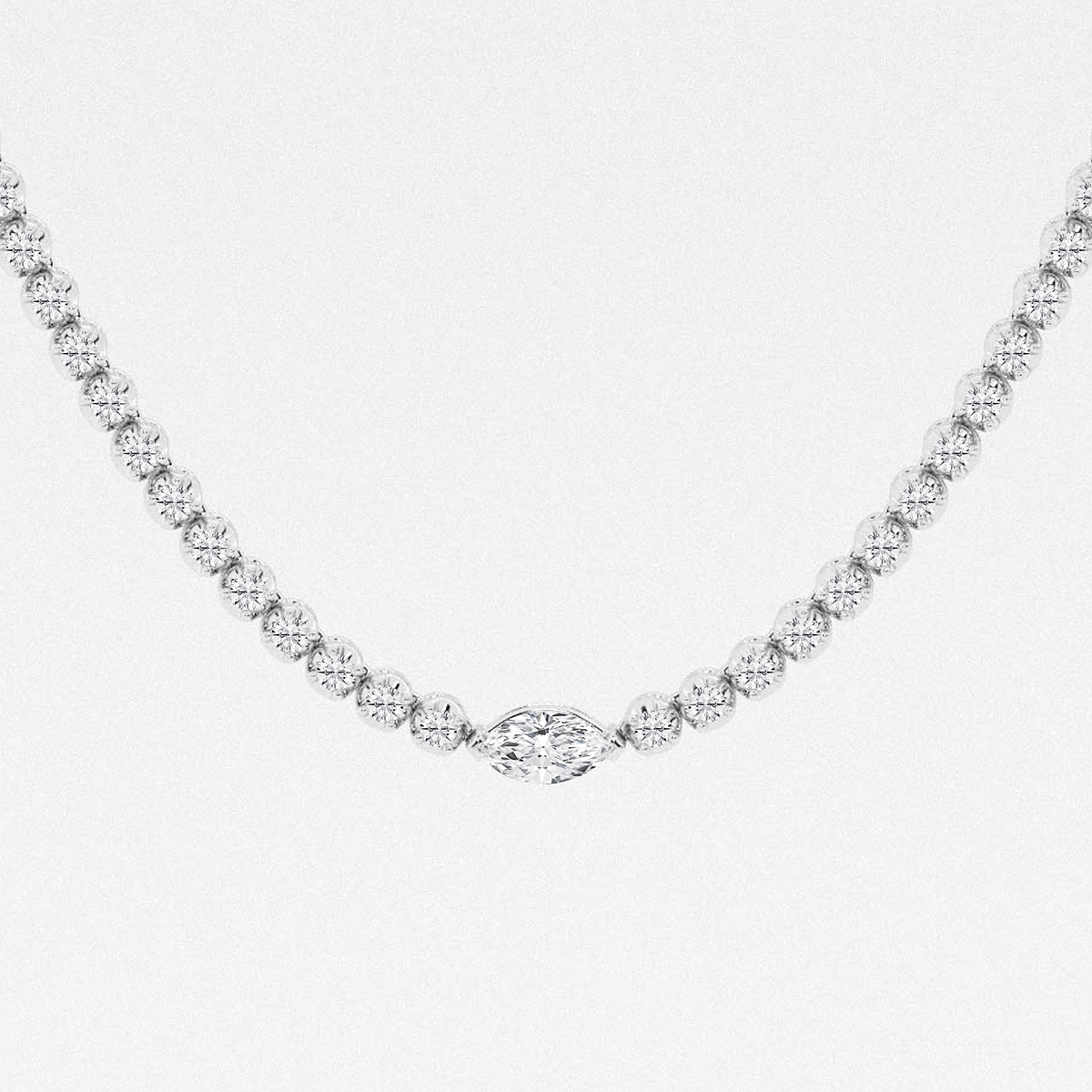 Additional Image 1 for  5 ctw Marquise Lab Grown Diamond Single Station Tennis Necklace