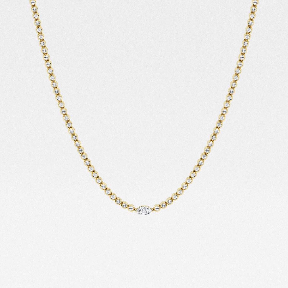 5 ctw Marquise Lab Grown Diamond Single Station Tennis Necklace