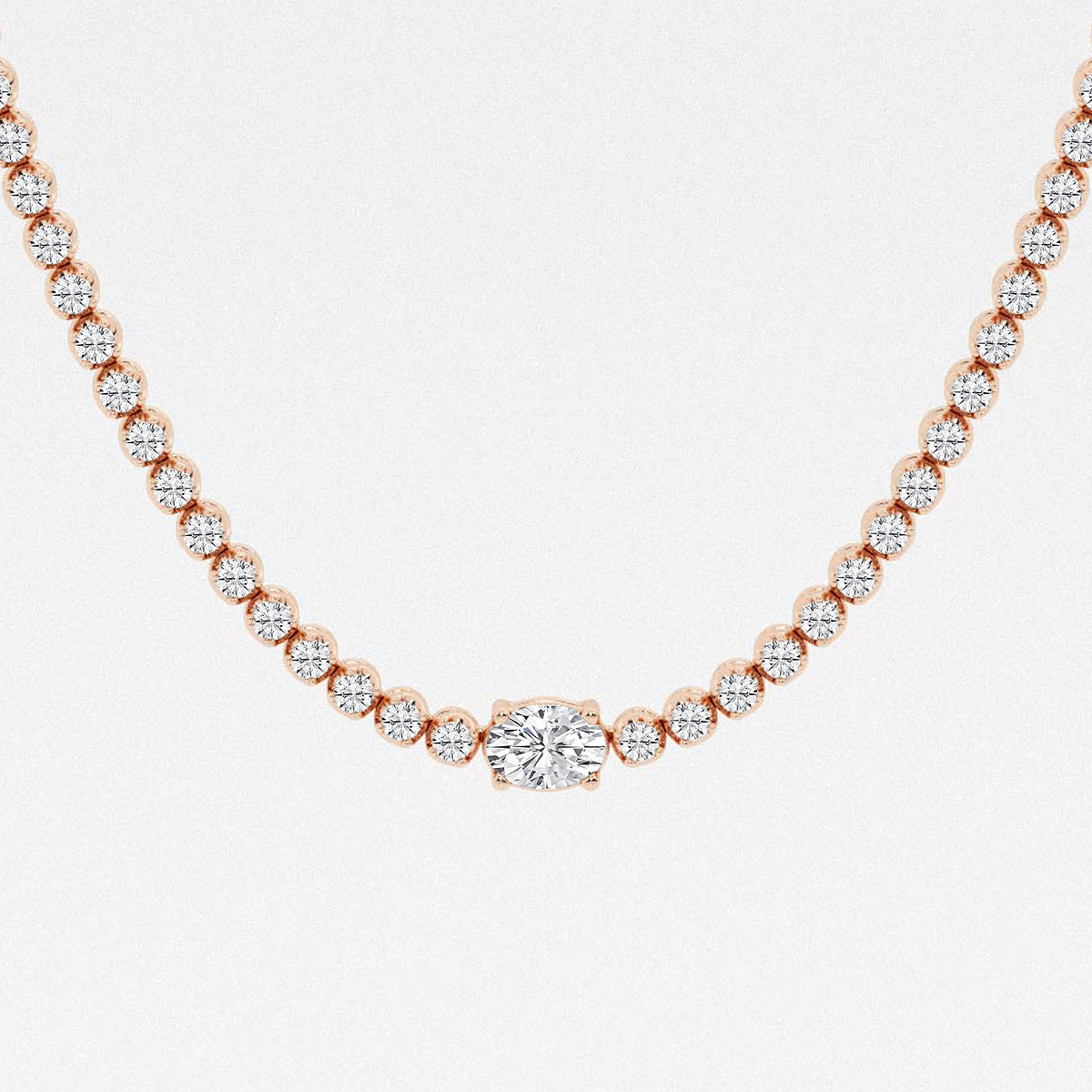 Additional Image 1 for  7 ctw Oval Lab Grown Diamond Single Station Tennis Necklace