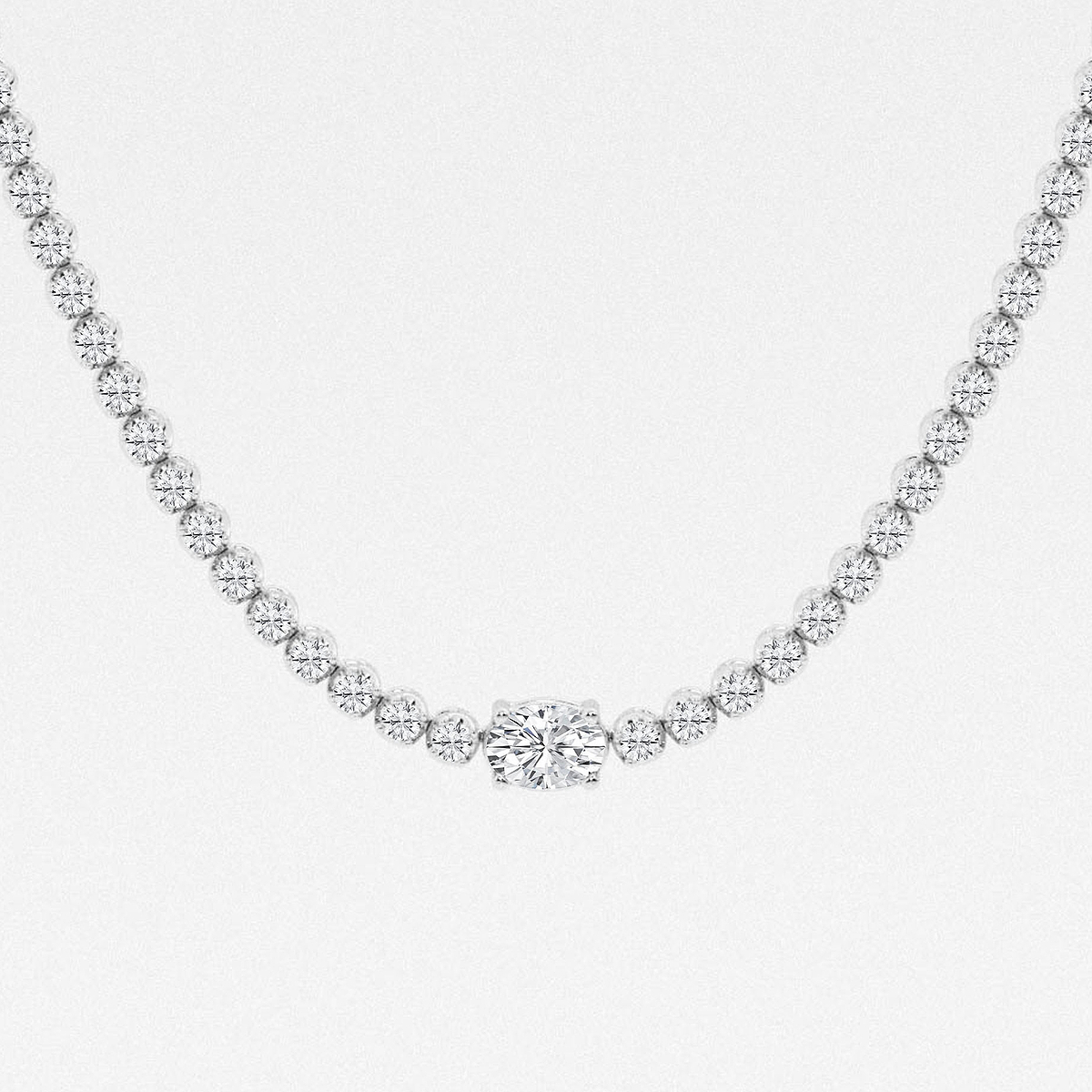 Additional Image 1 for  7 ctw Oval Lab Grown Diamond Single Station Tennis Necklace
