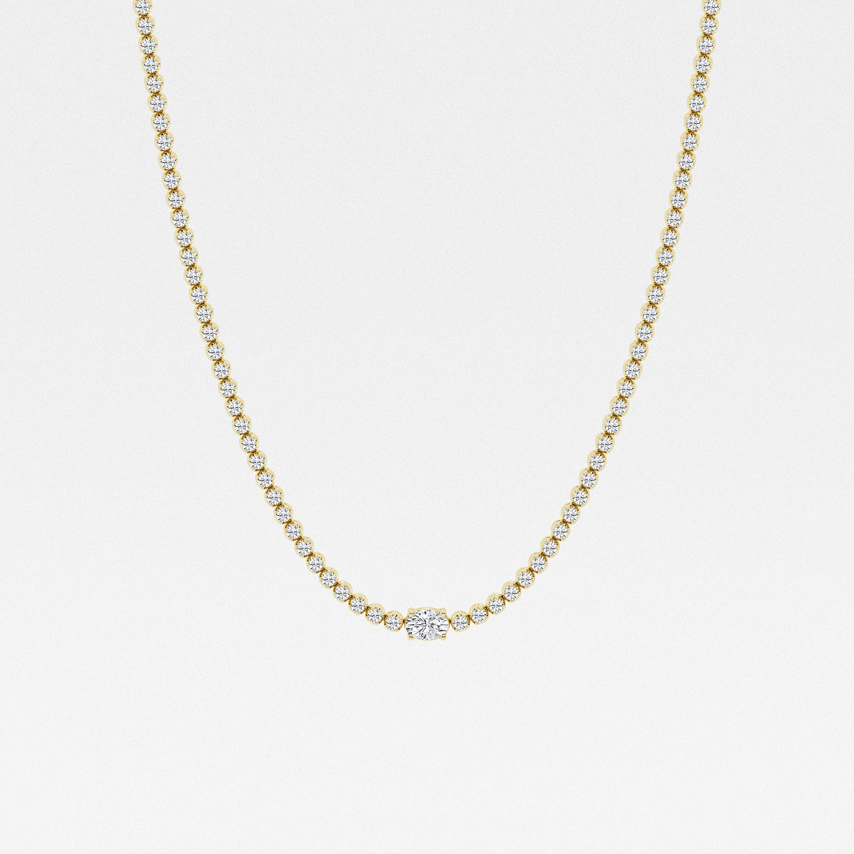 7 ctw Oval Lab Grown Diamond Single Station Tennis Necklace