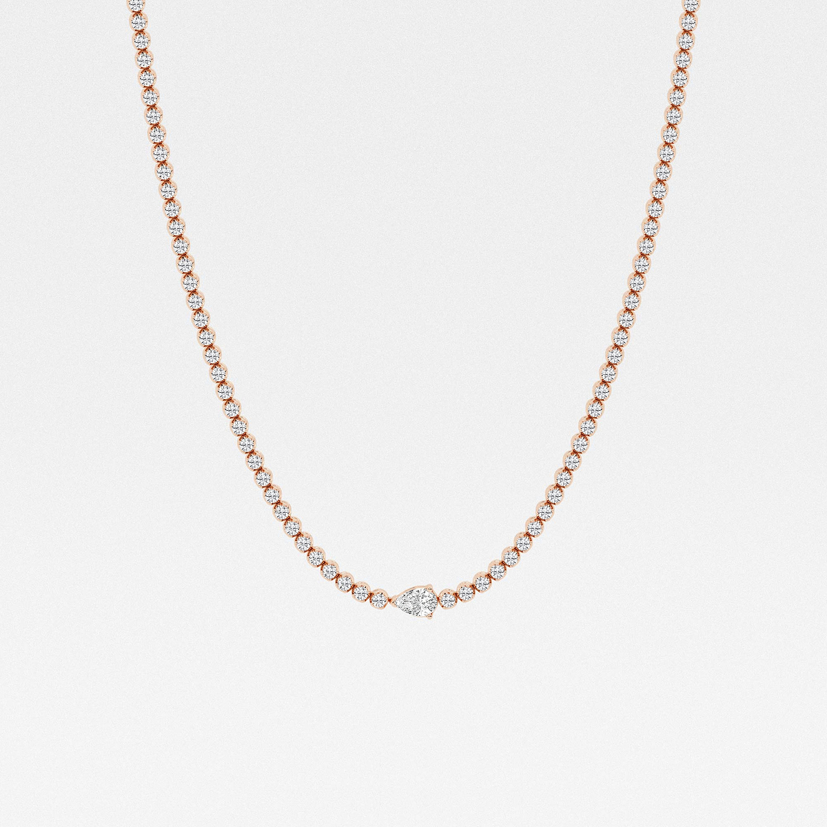7 ctw Pear Lab Grown Diamond Single Station Tennis Necklace
