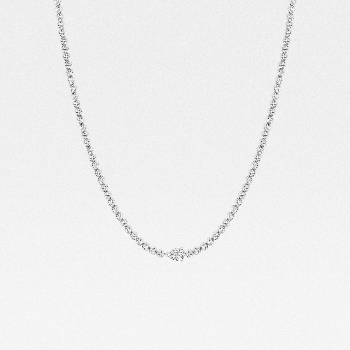 7 ctw Pear Lab Grown Diamond Single Station Tennis Necklace