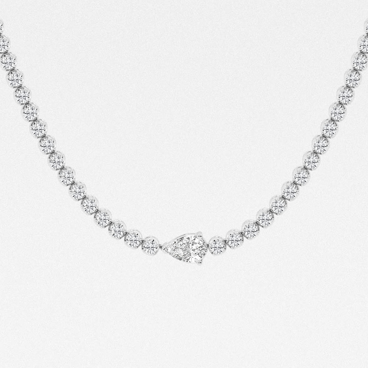 Additional Image 1 for  7 ctw Pear Lab Grown Diamond Single Station Tennis Necklace