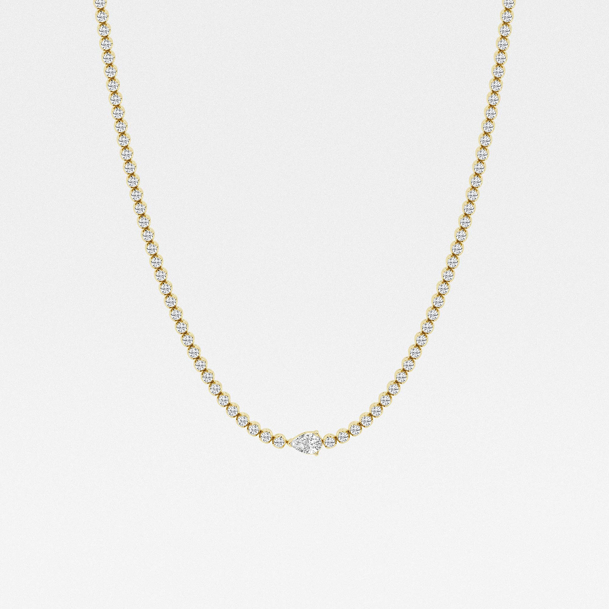 7 ctw Pear Lab Grown Diamond Single Station Tennis Necklace