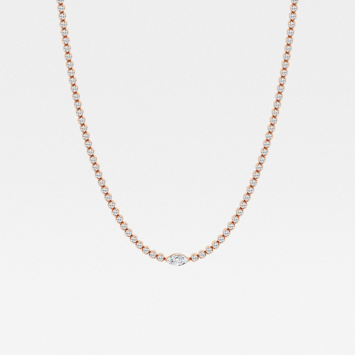 7 ctw Marquise Lab Grown Diamond Single Station Tennis Necklace