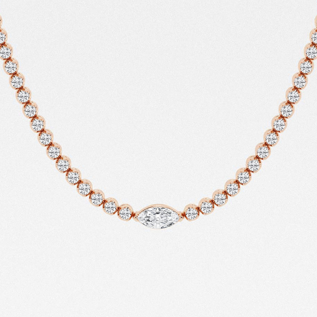 Additional Image 1 for  7 ctw Marquise Lab Grown Diamond Single Station Tennis Necklace