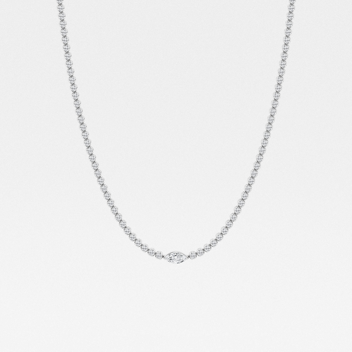 7 ctw Marquise Lab Grown Diamond Single Station Tennis Necklace