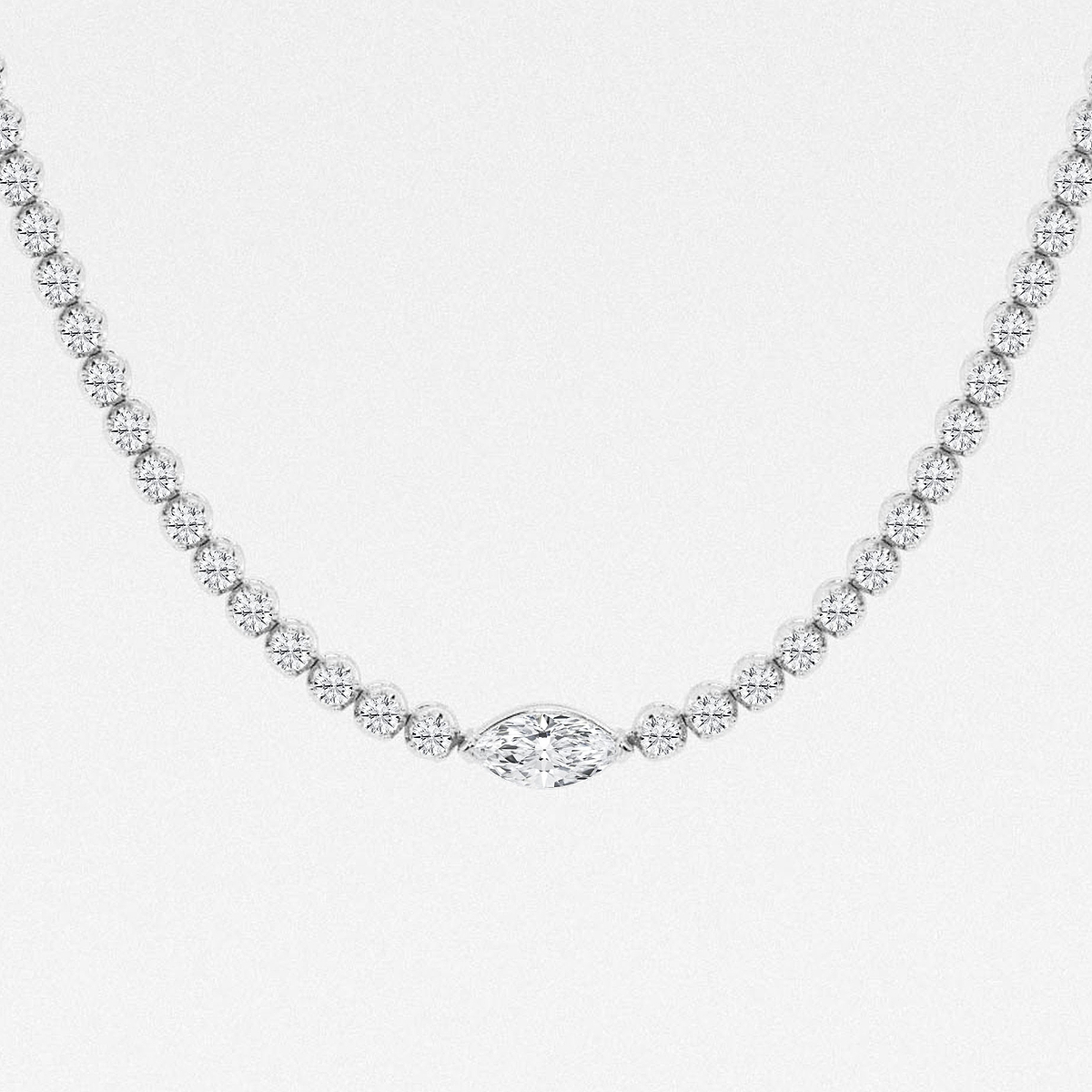 Additional Image 1 for  7 ctw Marquise Lab Grown Diamond Single Station Tennis Necklace